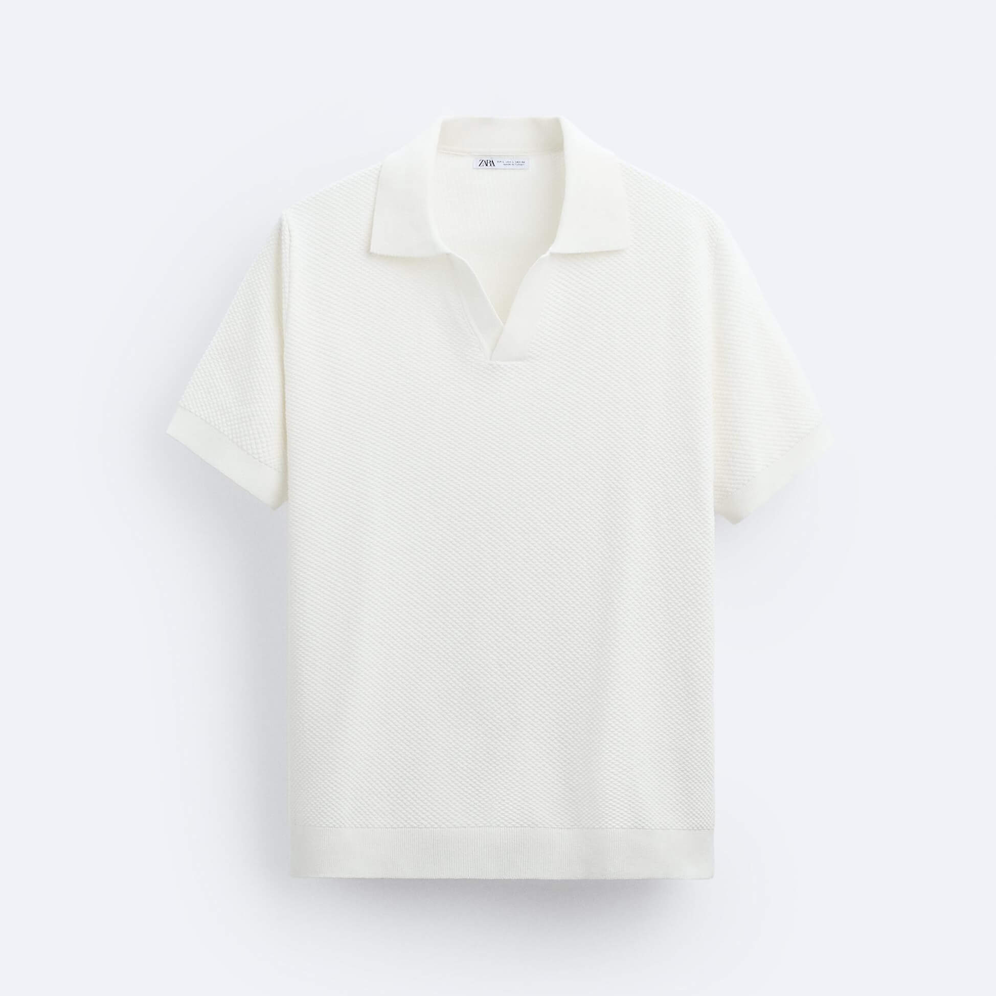 Футболка-поло Zara Textured Knit, белый футболка поло zara textured knit кремовый