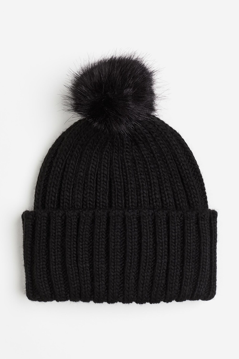 

Шапка H&M Rib-knit Pompom, черный