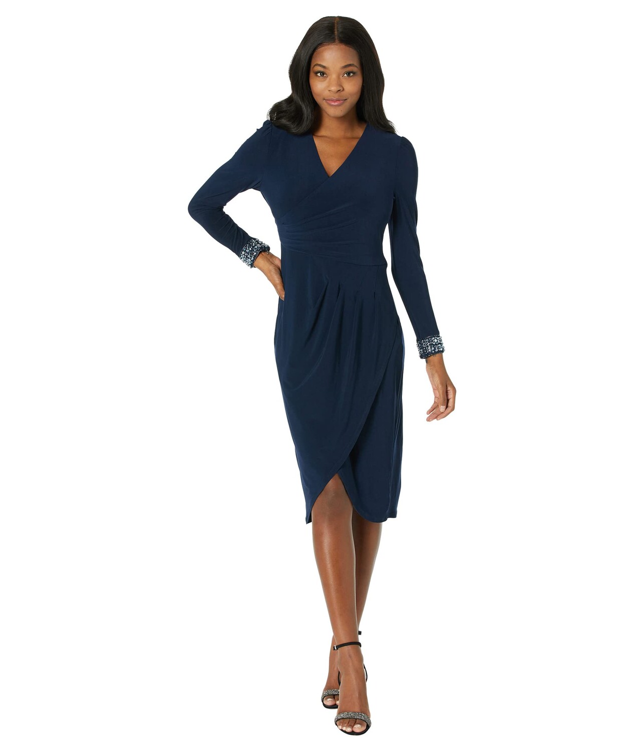 

Платье Adrianna Papell, Stretch Jersey Draped Dress with Beaded Cuffs