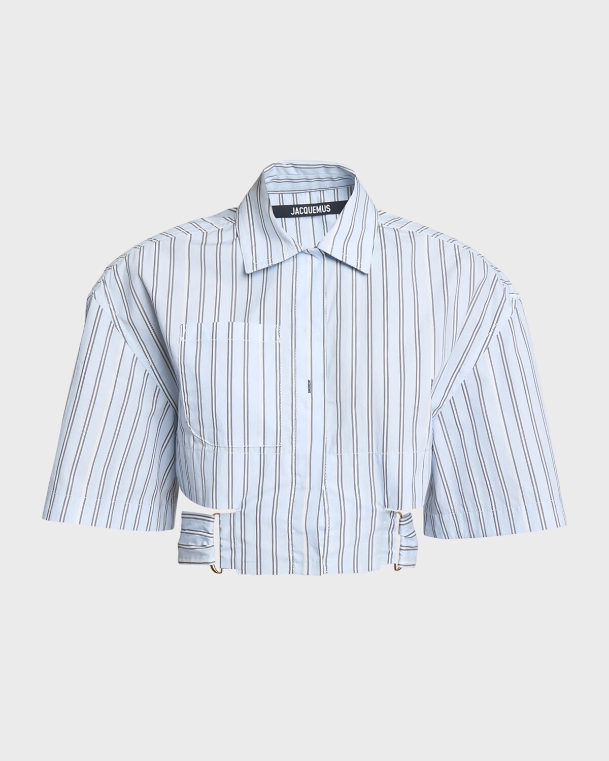 

Укороченная рубашка в полоску с короткими рукавами Bari Jacquemus, цвет Print Blue Stripe