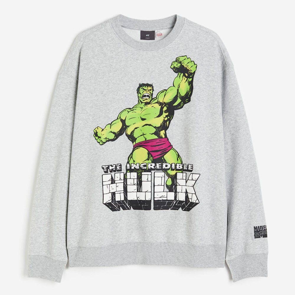 

Свитшот H&M Relaxed Fit The Hulk, серый