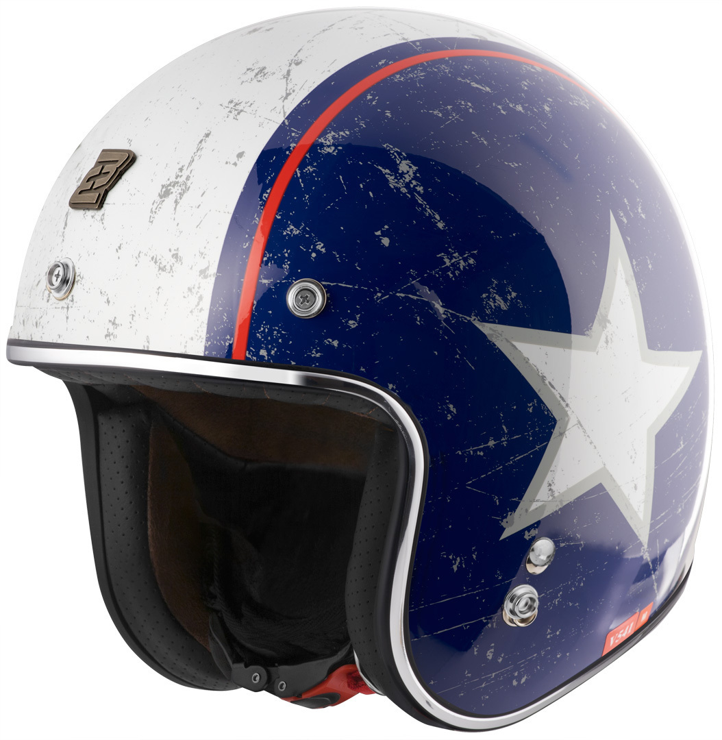 Реактивный шлем Bogotto V541 Rebel с логотипом, красный/синий v541 реактивный шлем bogotto зеленый