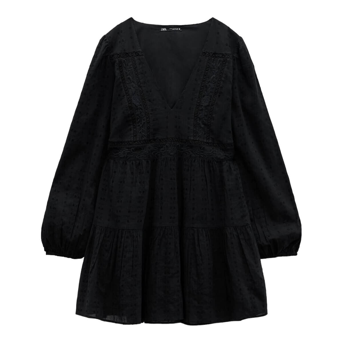 

Платье Zara With Cutwork Embroidery, черный
