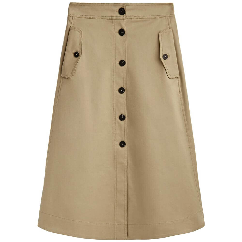 

Юбка Massimo Dutti Midi Contrast Buttons, бежевый