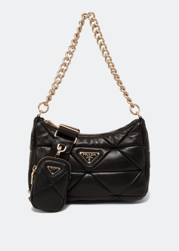 

Сумка PRADA System leather shoulder bag, черный
