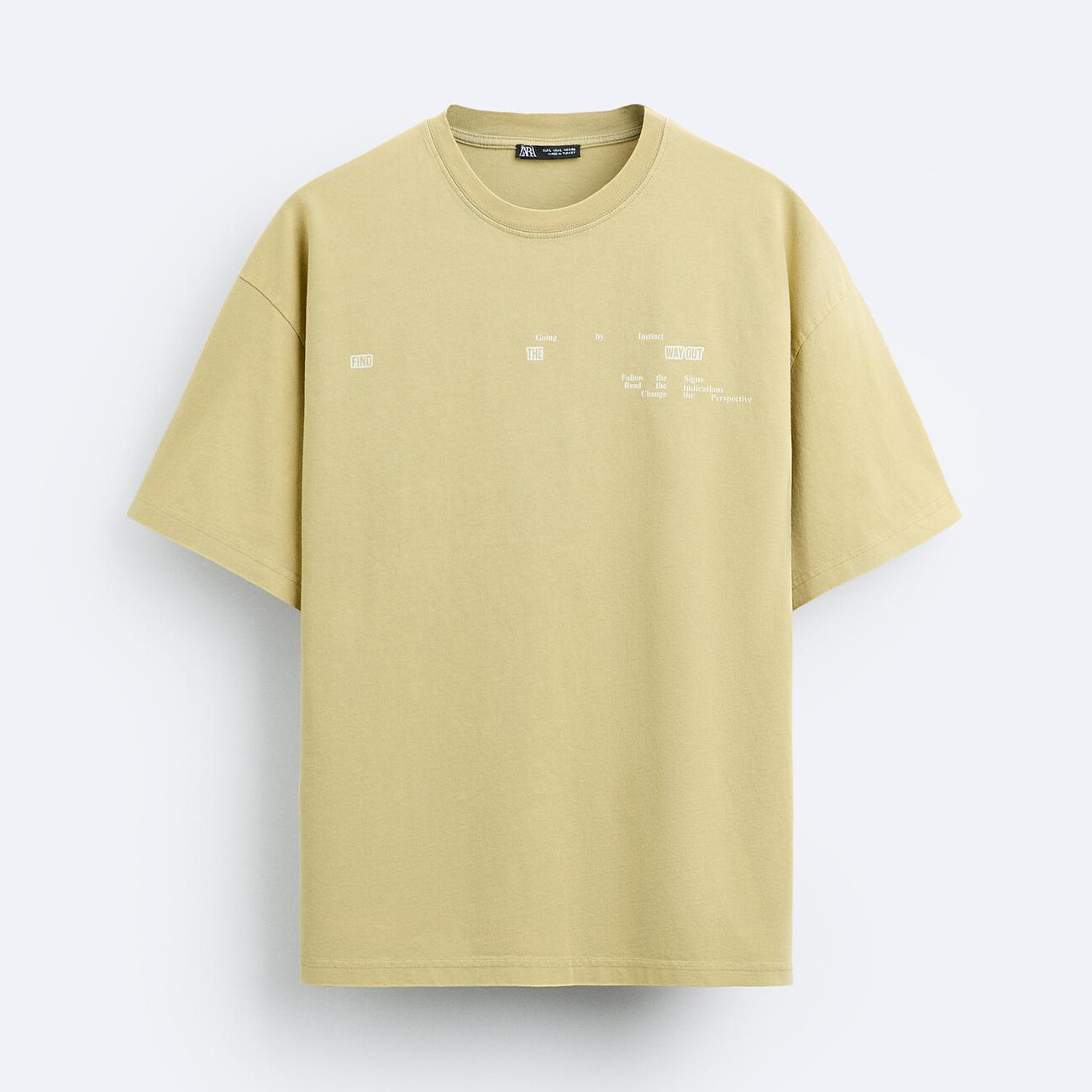 

Футболка Zara Faded With Slogan, светло-зеленый