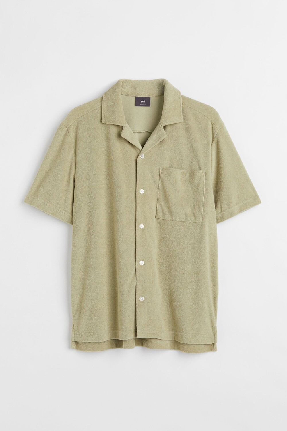 

Рубашка H&M Regular Fit Terry Resort Shirt, светло-зеленый