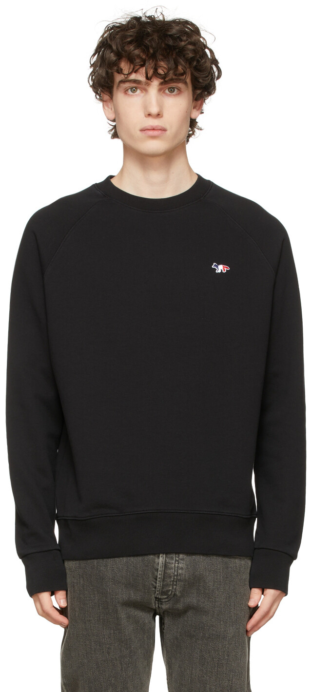 

Черный свитер с круглым вырезом и нашивкой Tricolor Fox Maison Kitsuné