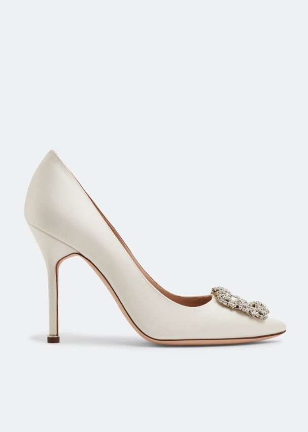 Атласные туфли MANOLO BLAHNIK Hangisi satin pumps, белый