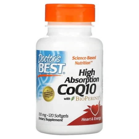 Коэнзим Q10 с высокой степенью всасывания с BioPerine, Doctor's Best, 100 мг, 120 капсул таблетки биокедр коэнзим q10 3 уп по 120 шт