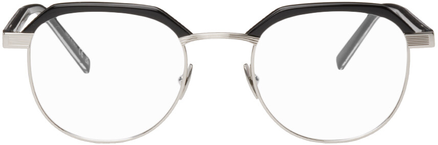 

Серебристо-черные очки SL 124 Saint Laurent