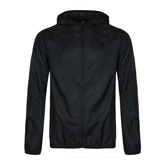 

Куртка Adidas Own The Run Jkt Running Athleisure Casual Sports hooded Zipper Black, Черный