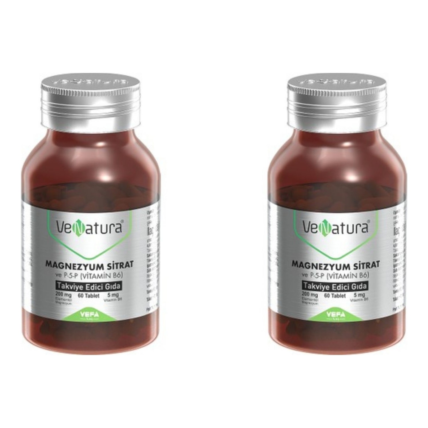Цитрат Магния и Витамин B6 Venatura, 2 упаковки по 60 таблеток бады седативные mychoice nutrition добавка magnesium b6 магний b6