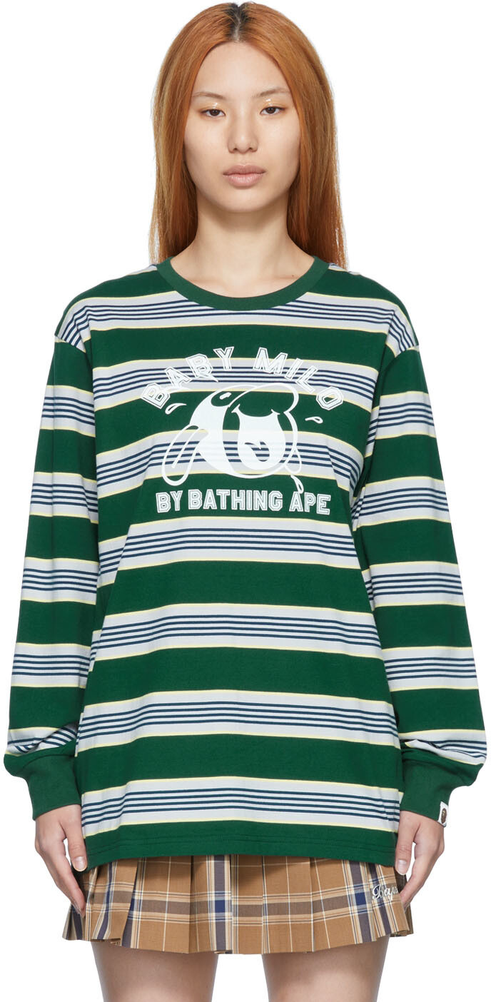 

Зеленая футболка с длинным рукавом Baby Milo Hoop BAPE