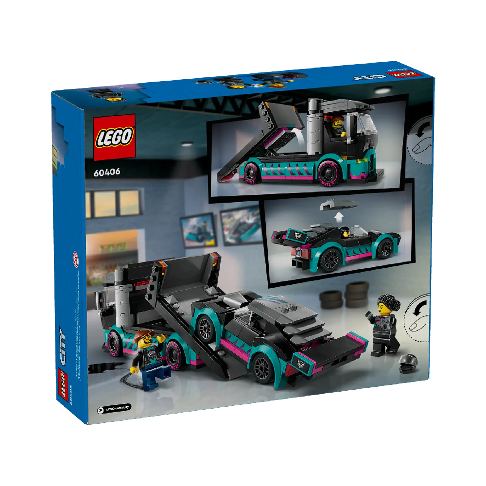цена Конструктор Lego Race Car and Car Carrier Truck 60406, 328 деталей