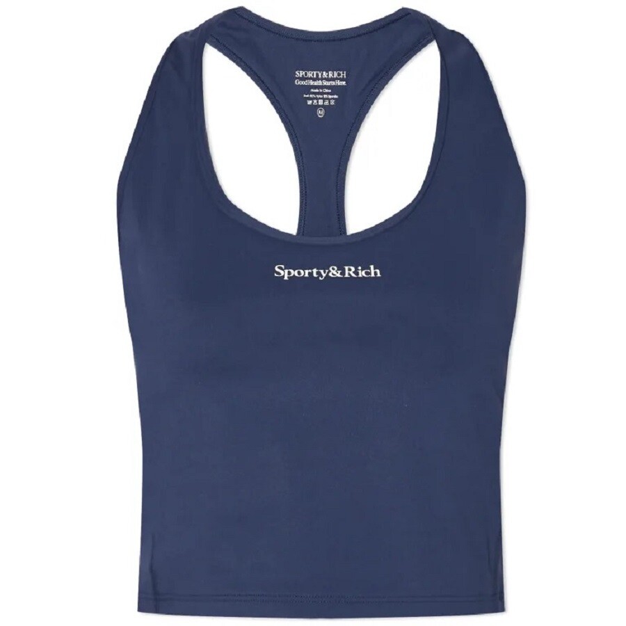 

Топ Sporty & Rich Serif Logo Cropped Tank, темно-синий