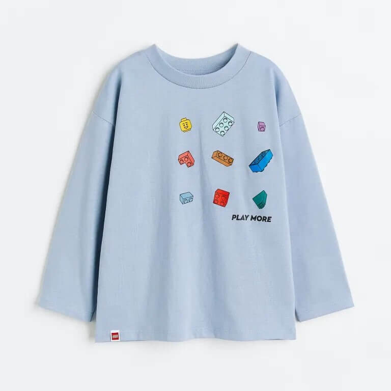 

Топ с длинными рукавами и принтом H&M, голубой