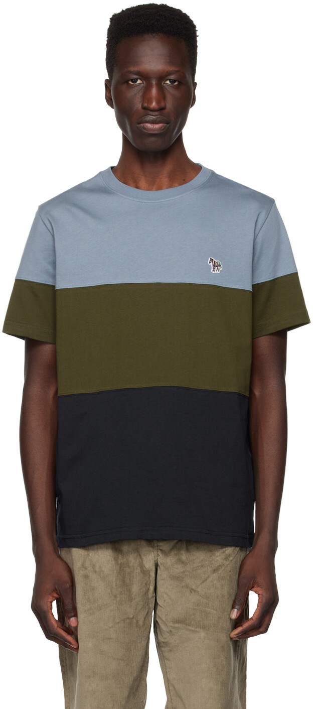 

Сине-зеленая футболка с цветными блоками Zebra PS by Paul Smith, Зеленый