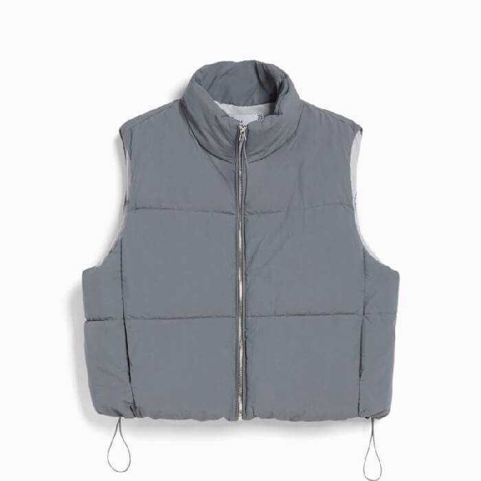 

Жилет Bershka Lined Nylon Effect Puffer, серый