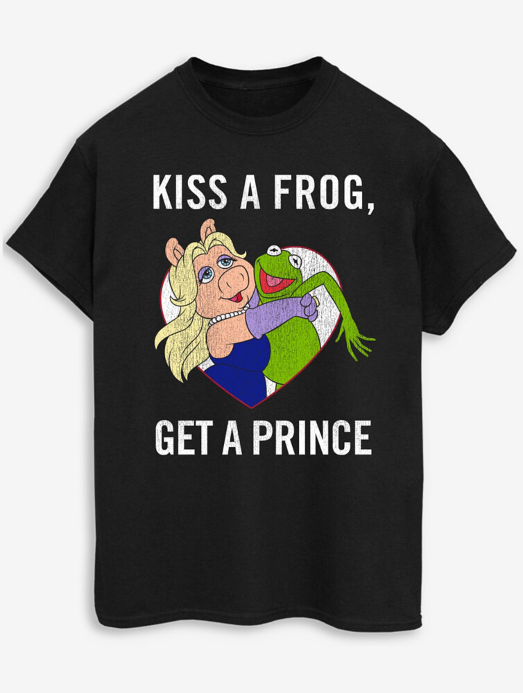 

Женская черная футболка с принтом NW2 Muppets Kiss A Frog George., черный