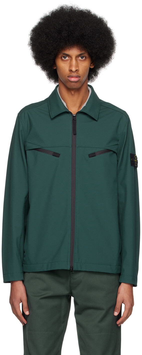 

Зеленая куртка на молнии Stone Island, Зеленый
