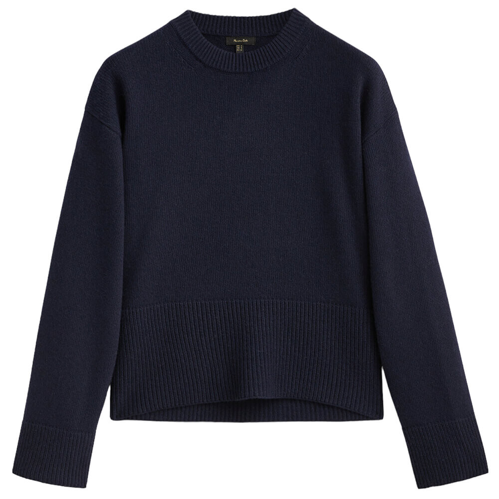 

Джемпер Massimo Dutti Crew Neck Cape, темно-синий