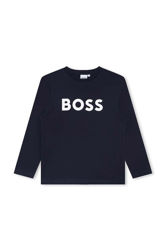 

Хлопковая рубашка с длинными рукавами для мальчиков и девочек Boss, темно-синий