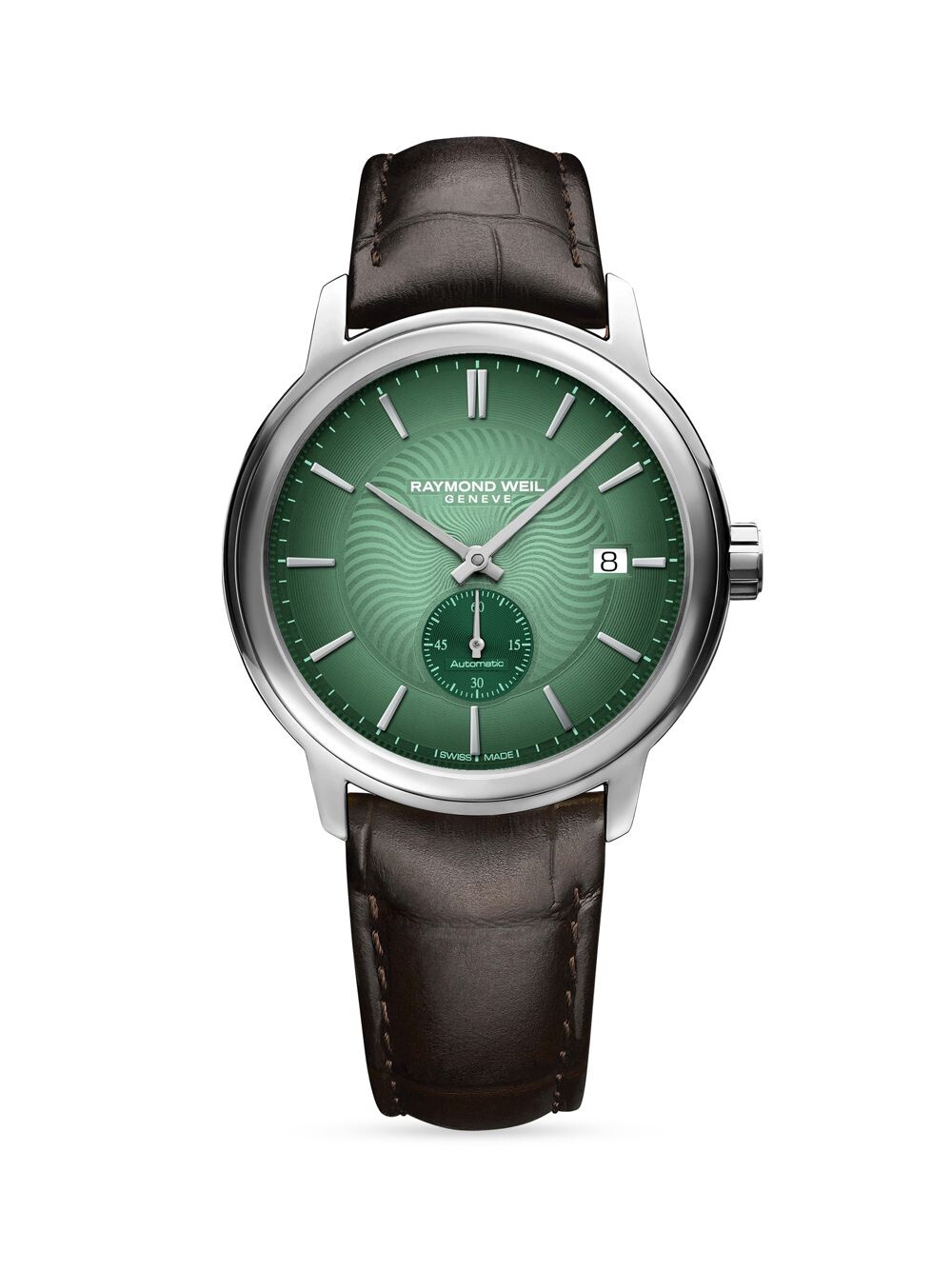

Часы Maestro из нержавеющей стали и кожи с эффектом аллигатора Raymond Weil, коричневый