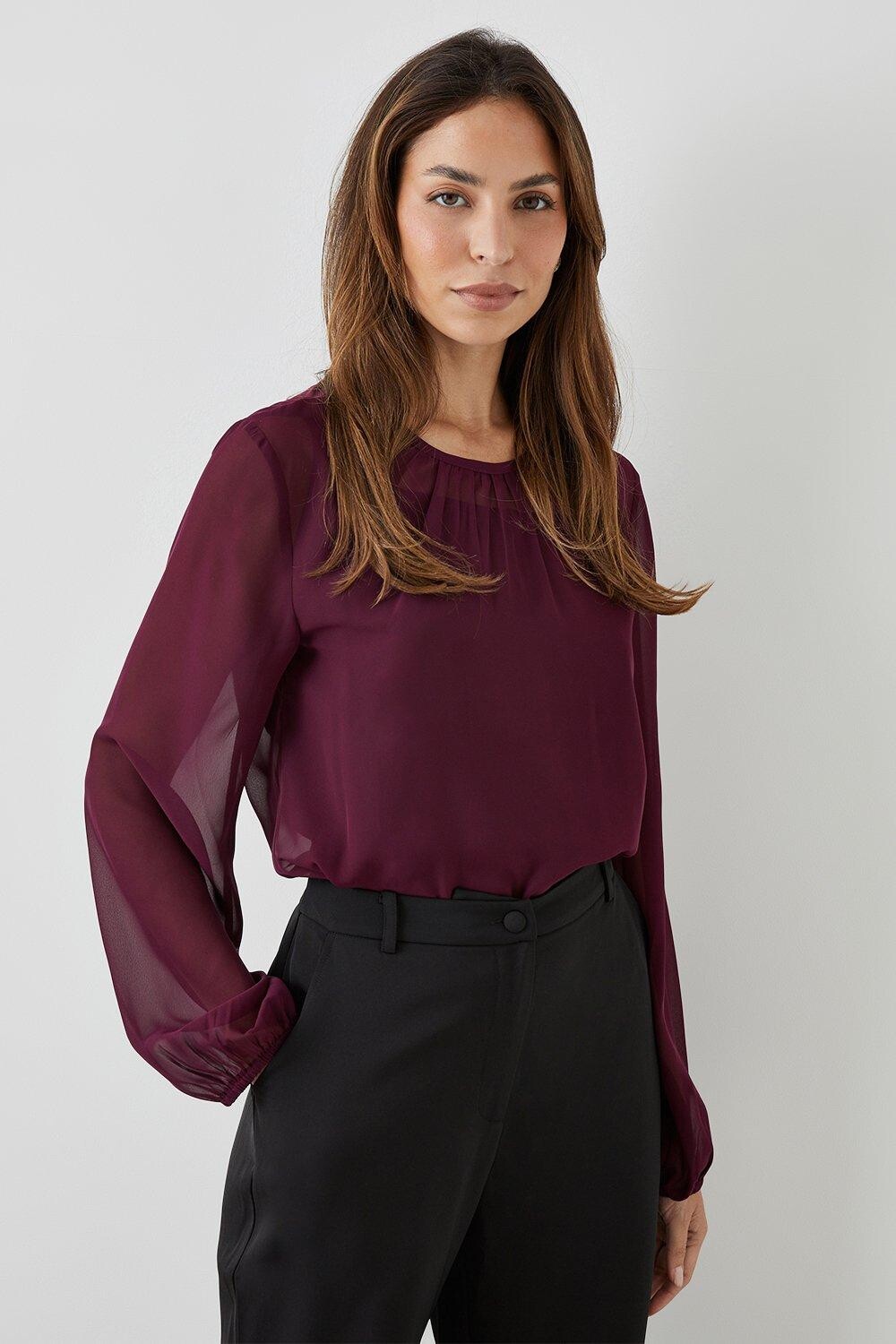 

Шифоновая блузка с рукавами Debenhams, красный