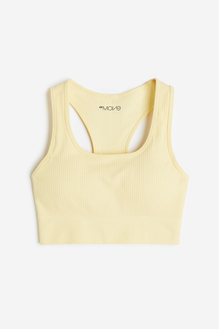 

Бесшовный спортивный бюстгальтер DryMove H&M, светло-желтый