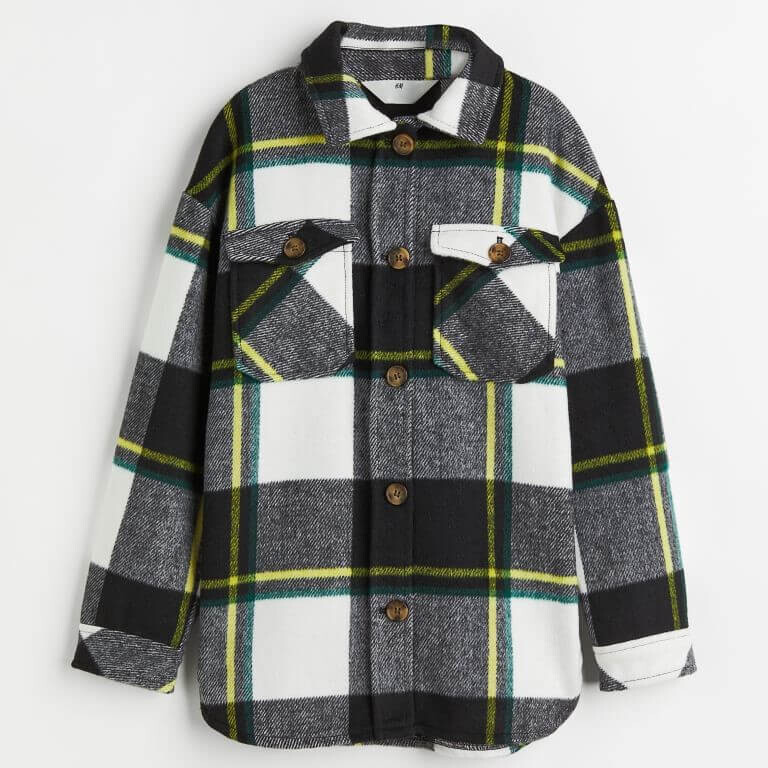 

Куртка-рубашка H&M White Plaid, зеленый/черный/белый