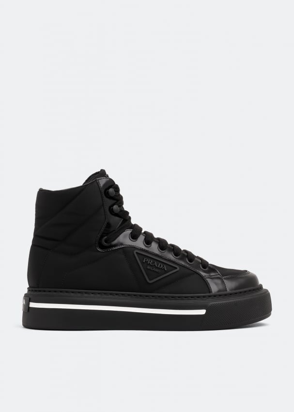 

Кроссовки PRADA Quilted high top sneakers, черный