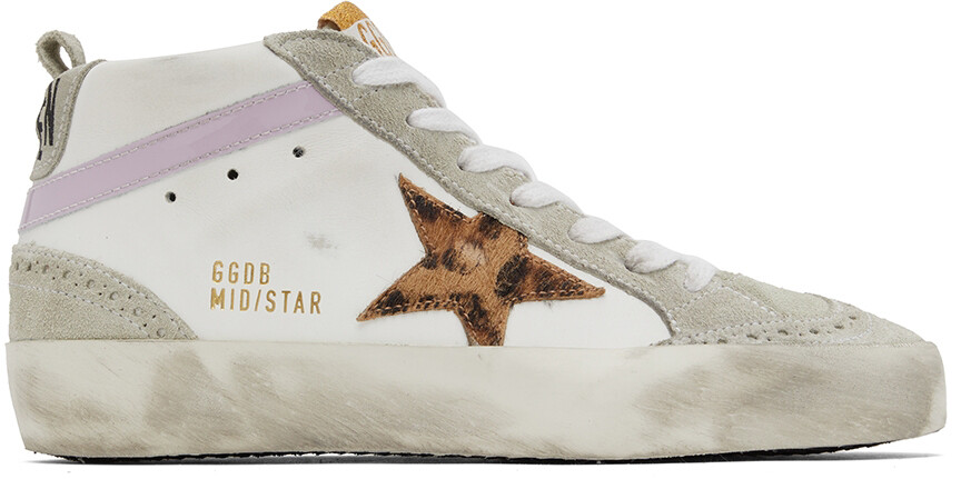 

Эксклюзивные белые и серые классические кроссовки SSENSE Mid Star Golden Goose, Белый
