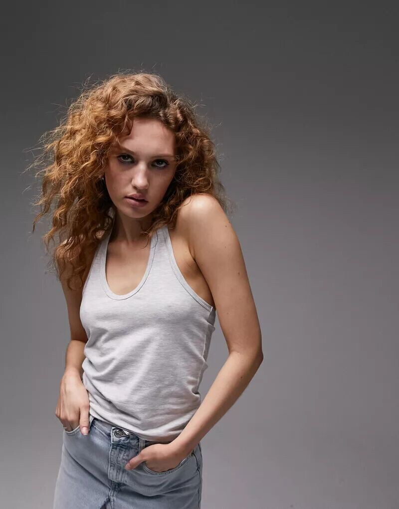

Темно-серый топ с воротником-бретелькой Topshop