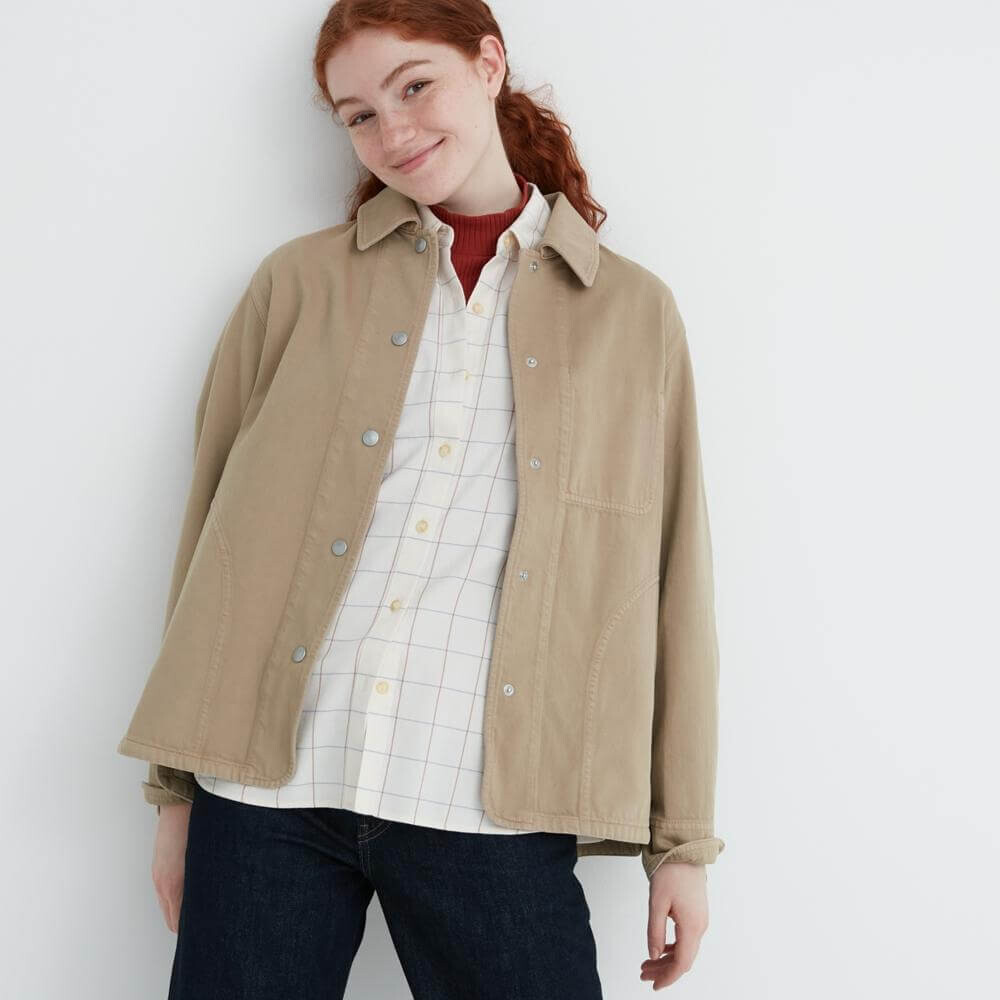 

Джинсовая куртка Uniqlo Washed Retro Style Loose Long, бежевый