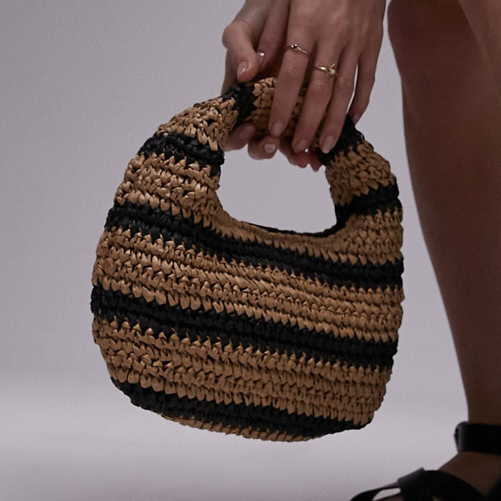 

Сумка Topshop Straw Handbag, бежевый/черный