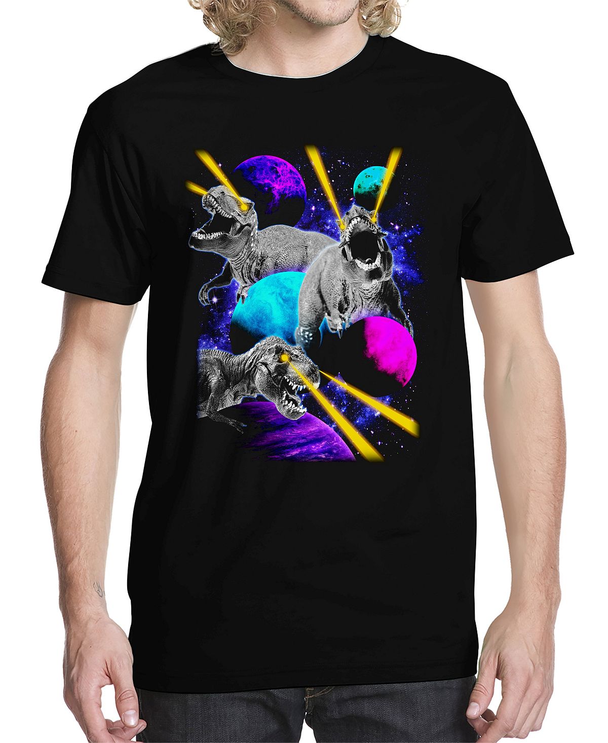 Мужская футболка с рисунком rex galaxy Buzz Shirts, черный песик в космосе