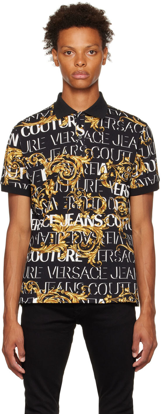 

Черное поло с гирляндой Versace Jeans Couture, Черный