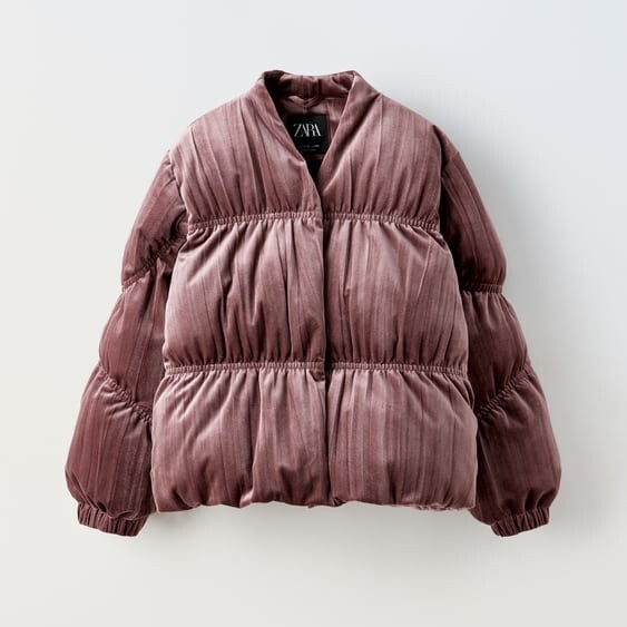 

Пуховик ZARA Velvet, бордовый