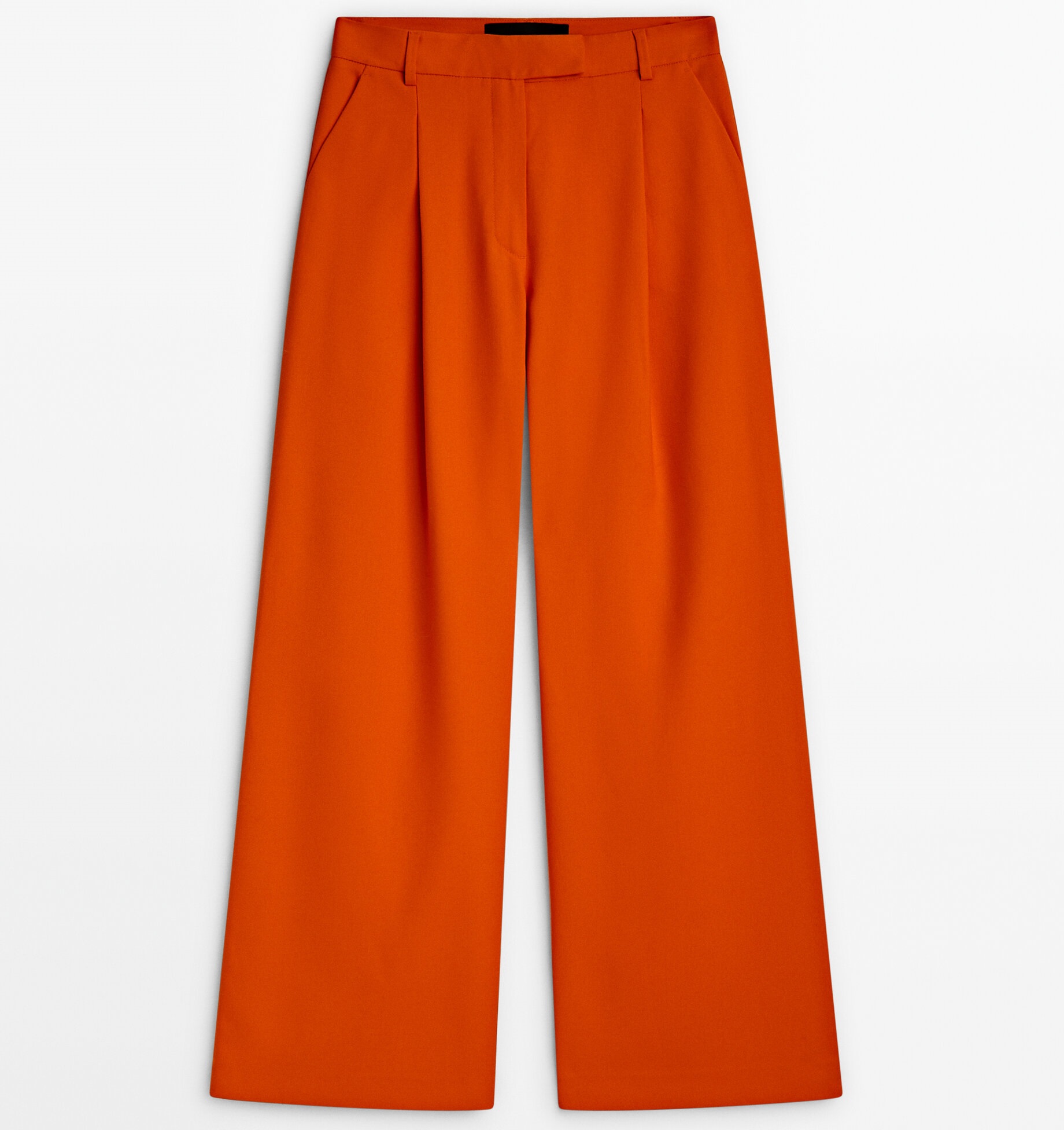 Брюки Massimo Dutti Studio Wide-leg With Darts, оранжевый брюки massimo dutti wide leg cotton blend studio темно синий