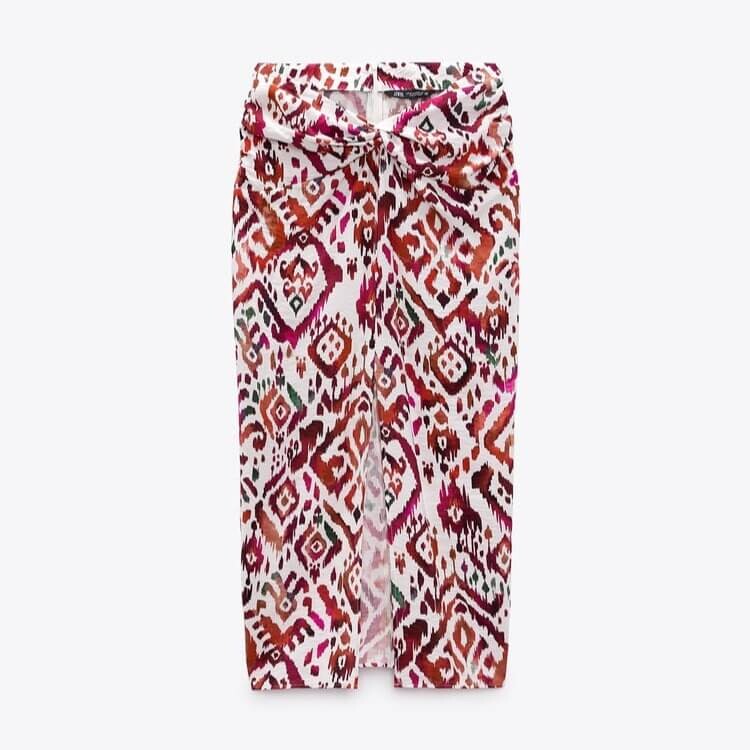 Юбка Zara Printed With Gathering, мультиколор