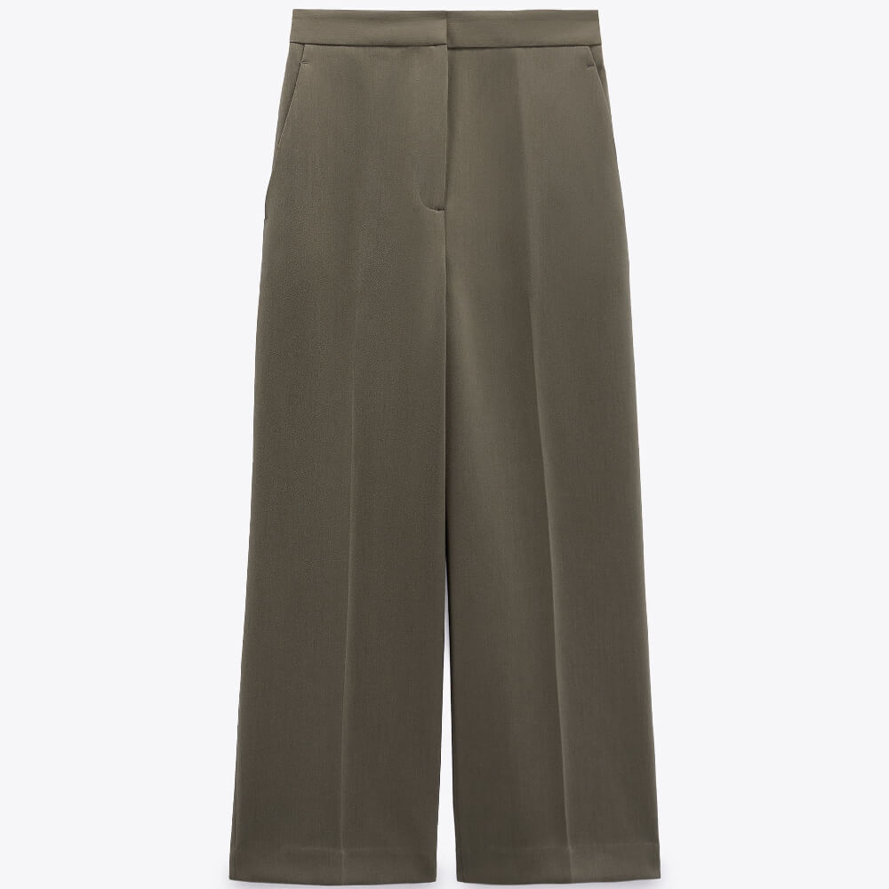 

Брюки-кюлоты Zara Cropped Culottes, хаки