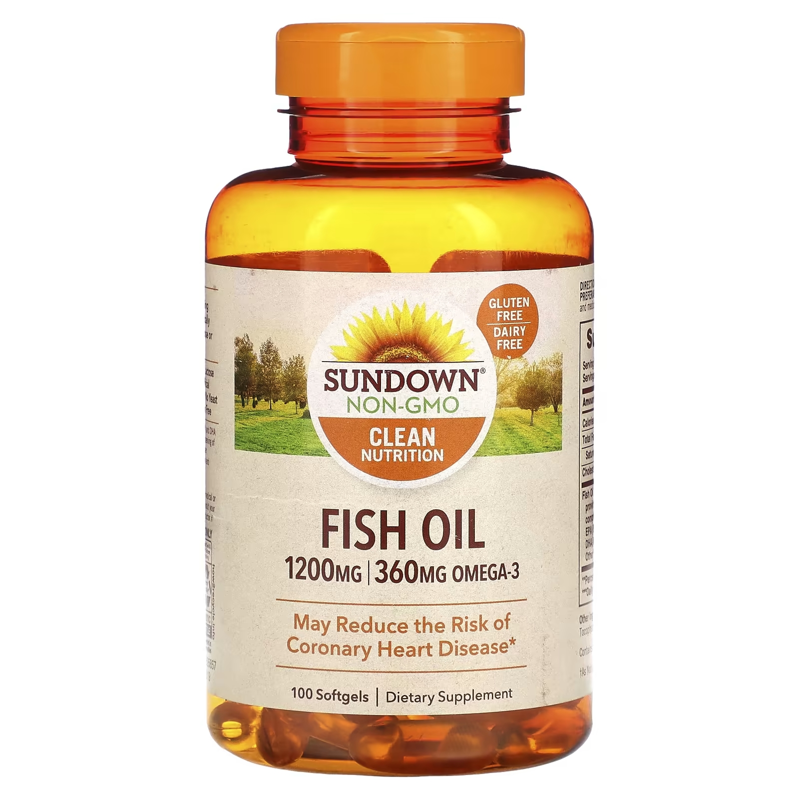 Sundown Naturals Рыбий жир 1200 мг, 100 мягких таблеток sundown naturals витамин c 500 мг 100 таблеток