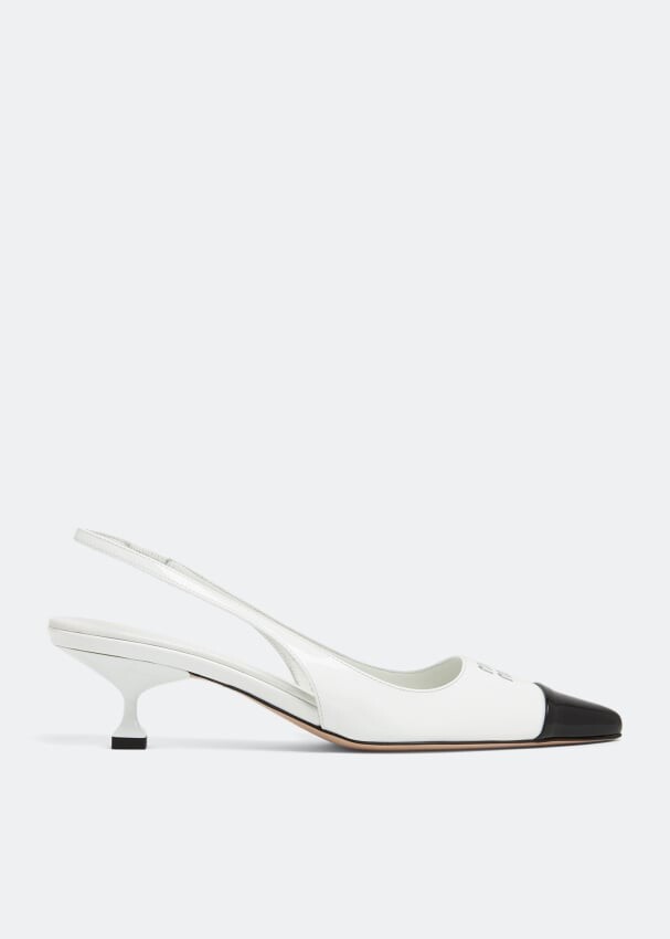 

Туфли MIU MIU Patent leather slingback pumps, белый