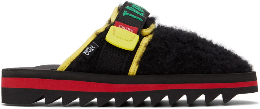 

Черные тапочки Suicoke Edition с окрашенным принтом Zavo The Elder Statesman