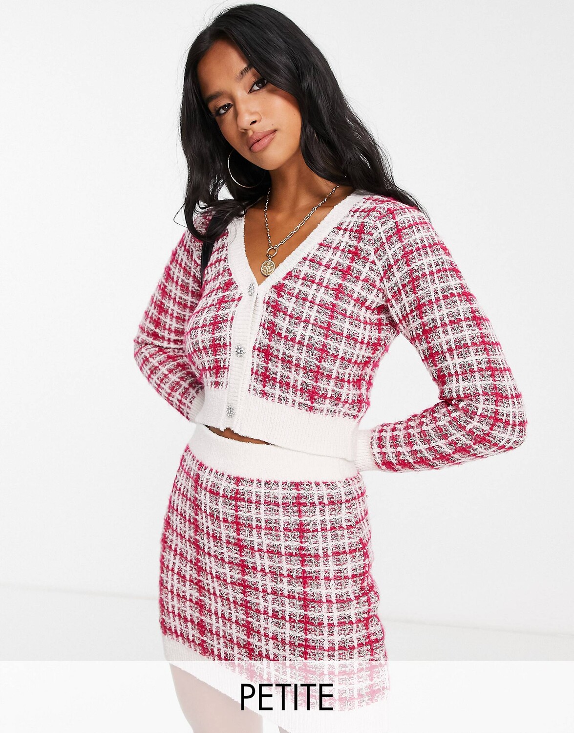 

Розовый вязаный кардиган из букле Miss Selfridge Petite
