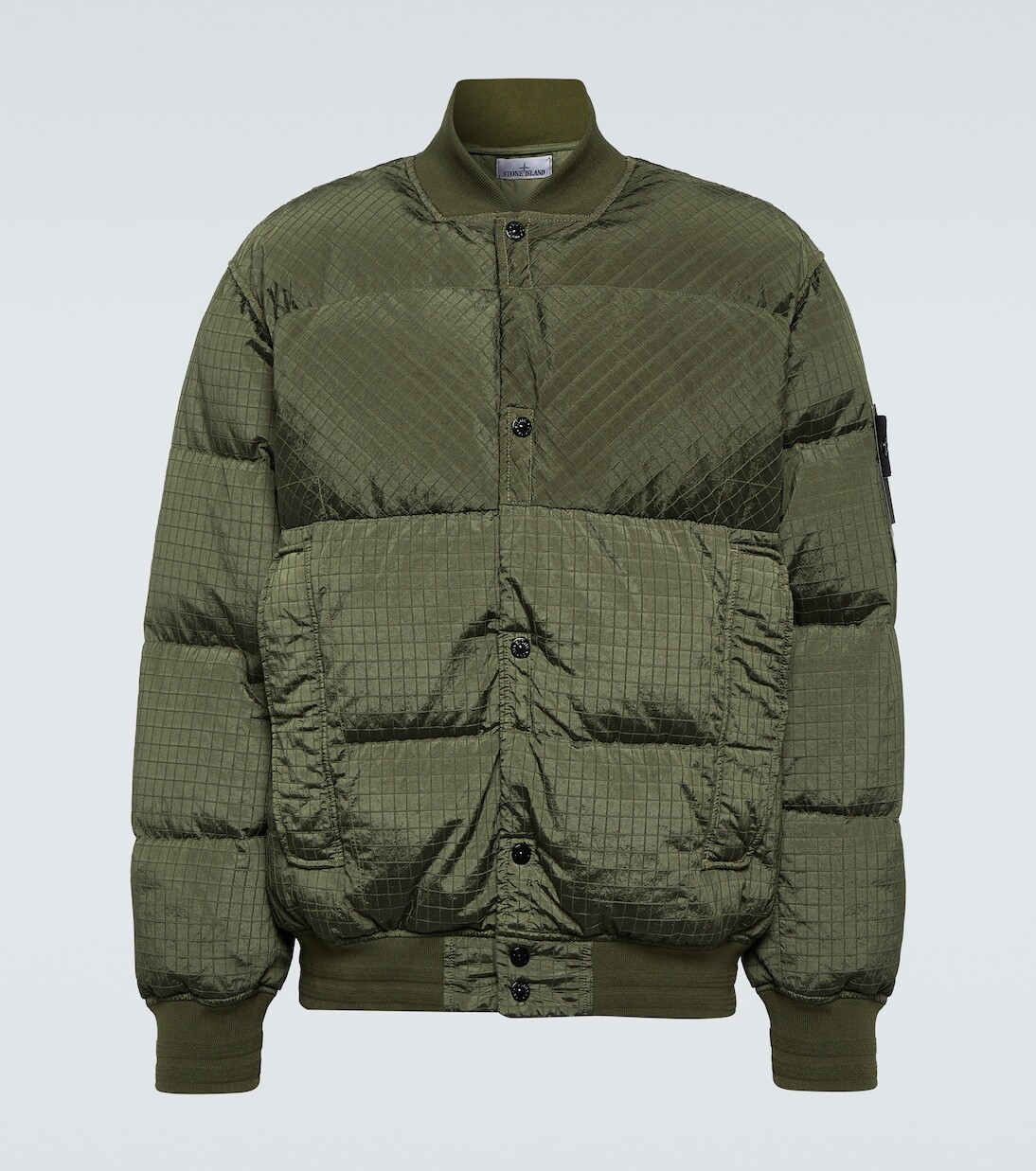 

Пуховик рипстоп Stone Island, зеленый