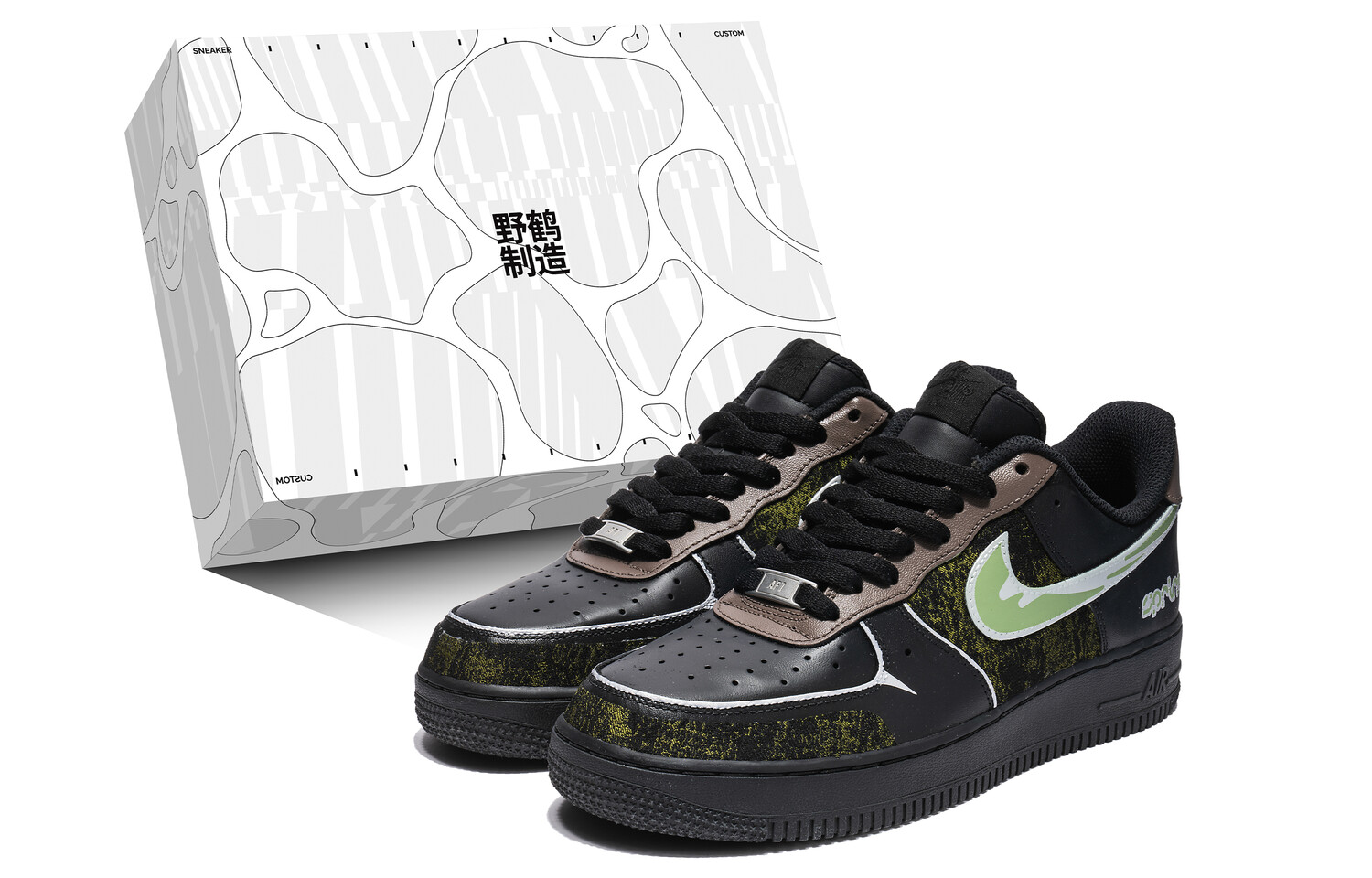 

Кроссовки Nike Air Force 1 Skateboarding Shoes Men Low-top Green, черный