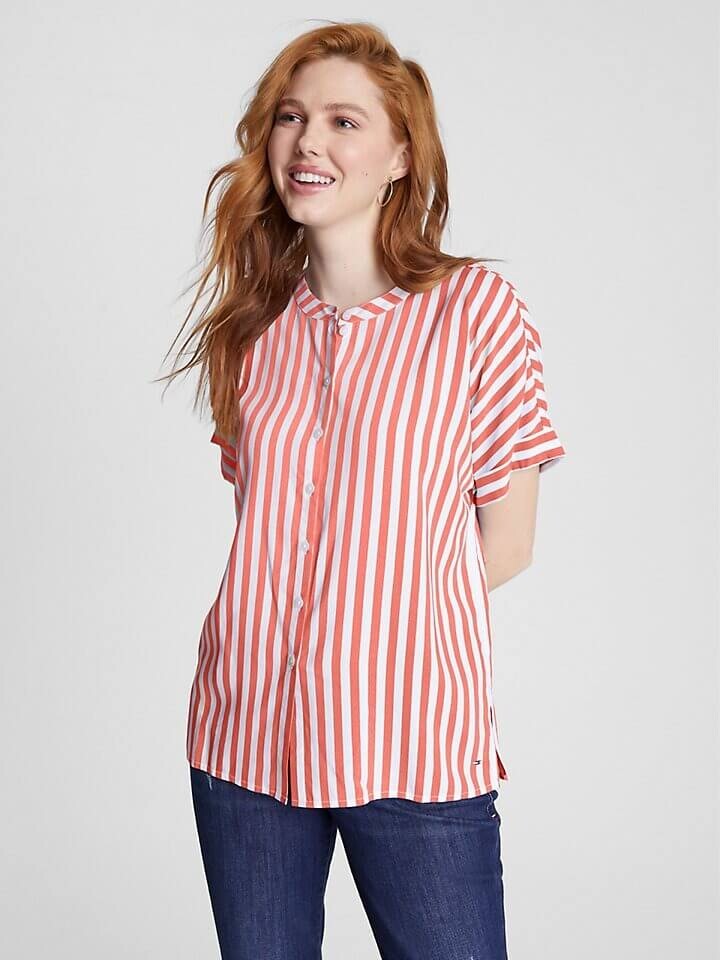 

Блузка Tommy Hilfiger Stripe Short Sleeve, коралловый/белый