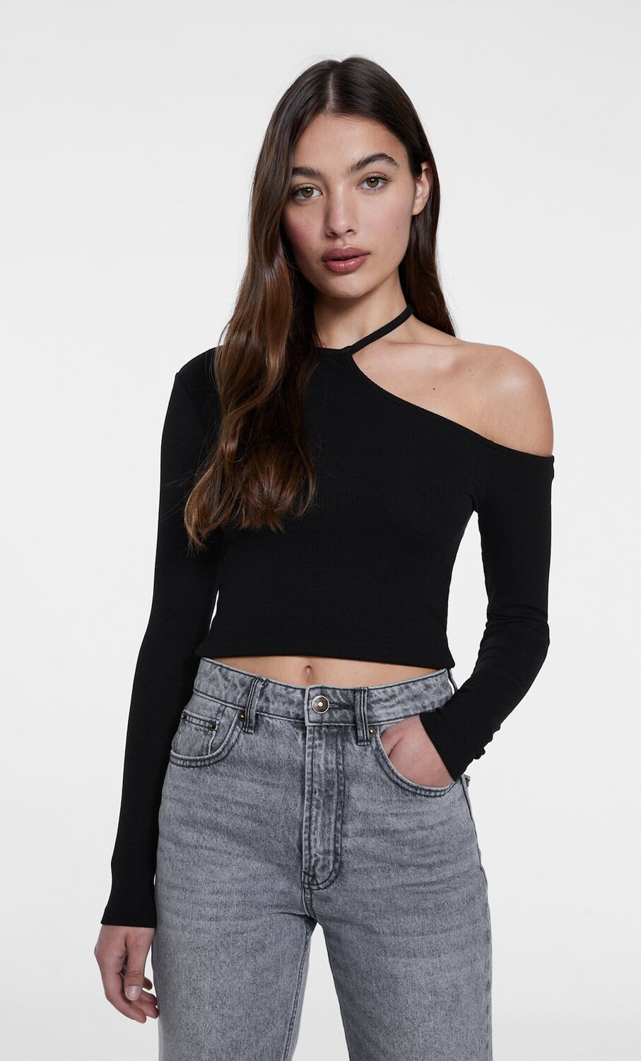 

Футболка с длинным рукавом Stradivarius, черный